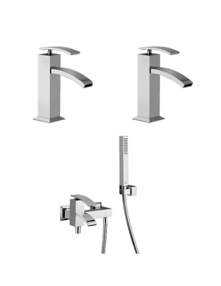 Set Rubinetti Jacuzzi Per Lavabo E Bidet Senza Scarico E Vasca Serie Glint Cromato 3 Set Rubinetti Jacuzzi Per Lavabo E Bidet Senza Scarico E Vasca Serie Glint Cromato