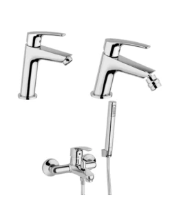 Set Rubinetti Jacuzzi Per Lavabo E Bidet Senza Scarico E Vasca Serie Lucente Cromato