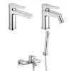 Set Rubinetti Jacuzzi Per Lavabo E Bidet Senza Scarico E Vasca Serie Moonlight Cromato -Climaway Home Store set rubinetti jacuzzi per lavabo e bidet senza scarico e vasca serie moonlight cromato