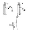 Set Rubinetti Jacuzzi Per Lavabo E Bidet Senza Scarico E Vasca Serie Tosca Cromato