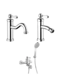 Set Rubinetti Jacuzzi Per Lavabo E Bidet Senza Scarico E Vasca Serie Tosca Cromato