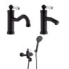 Set Rubinetti Jacuzzi Per Lavabo E Bidet Senza Scarico E Vasca Serie Tosca YO Nero Opaco -Climaway Home Store set rubinetti jacuzzi per lavabo e bidet senza scarico e vasca serie tosca yo nero opaco