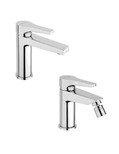 Set Rubinetti Jacuzzi Per Lavabo E Bidet Senza Scarico Serie Moonlight Cromato