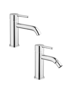 Set Rubinetti Jacuzzi Per Lavabo E Bidet Senza Scarico Serie Sunset Cromato