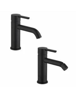 Set Rubinetti Jacuzzi Per Lavabo E Bidet Senza Scarico Serie Sunset YO Nero Opaco