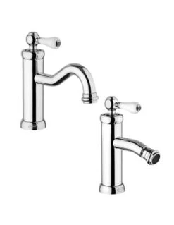 Set Rubinetti Jacuzzi Per Lavabo E Bidet Senza Scarico Serie Tosca Cromato