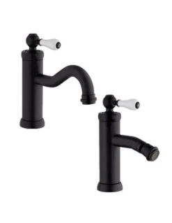 Set Rubinetti Jacuzzi Per Lavabo E Bidet Senza Scarico Serie Tosca YO Nero Opaco
