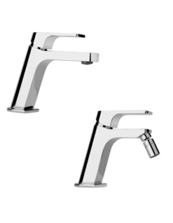 Set Rubinetti Jacuzzi Per Lavabo E Bidet Senza Scarico Serie Twilight Cromato