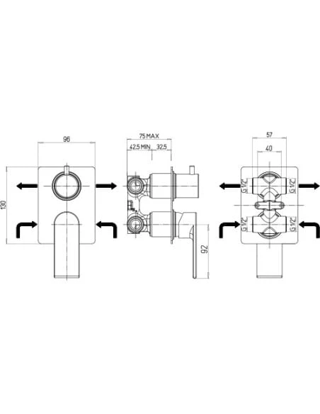 Set Rubinetti Jacuzzi Per Lavabo E Bidet Senza Scarico Serie Twilight E Doccia Incasso Con Deviatore Cromato 9 Set Rubinetti Jacuzzi Per Lavabo E Bidet Senza Scarico Serie Twilight E Doccia Incasso Con Deviatore Cromato - immagine 7