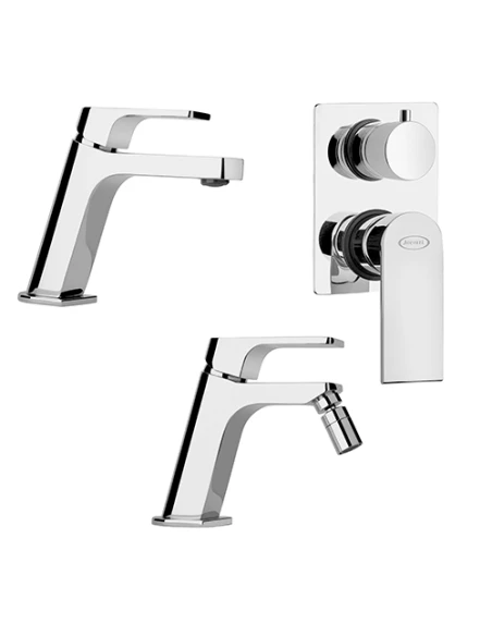 Set Rubinetti Jacuzzi Per Lavabo E Bidet Senza Scarico Serie Twilight E Doccia Incasso Con Deviatore Cromato 3 Set Rubinetti Jacuzzi Per Lavabo E Bidet Senza Scarico Serie Twilight E Doccia Incasso Con Deviatore Cromato