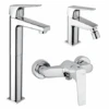 Set Rubinetti Piralla Per Lavabo Alto E Bidet Con Scarico Automatico E Doccia Esterno Serie Iceberg Cromato -Climaway Home Store set rubinetti piralla per lavabo alto e bidet con scarico automatico e doccia esterno serie iceberg cromato