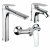 Set Rubinetti Piralla Per Lavabo Alto E Bidet Con Scarico Automatico E Doccia Esterno Serie Lago Cromato