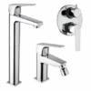 Set Rubinetti Piralla Per Lavabo Alto E Bidet Con Scarico Automatico E Doccia Incasso Con Deviatore Serie Iceberg Cromato -Climaway Home Store set rubinetti piralla per lavabo alto e bidet con scarico automatico e doccia incasso con deviatore serie iceberg cromato