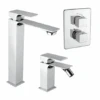 Set Rubinetti Piralla Per Lavabo Alto E Bidet Con Scarico Automatico E Doccia Incasso Serie Artic Cromato -Climaway Home Store set rubinetti piralla per lavabo alto e bidet con scarico automatico e doccia incasso serie artic cromato
