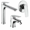 Set Rubinetti Piralla Per Lavabo Alto E Bidet Con Scarico Automatico E Doccia Incasso Serie Lago Cromato -Climaway Home Store set rubinetti piralla per lavabo alto e bidet con scarico automatico e doccia incasso serie lago cromato