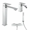 Set Rubinetti Piralla Per Lavabo Alto E Bidet Con Scarico Automatico E Vasca Serie Artic Cromato -Climaway Home Store set rubinetti piralla per lavabo alto e bidet con scarico automatico e vasca serie artic cromato
