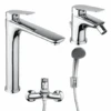 Set Rubinetti Piralla Per Lavabo Alto E Bidet Con Scarico Automatico E Vasca Serie Lago Cromato