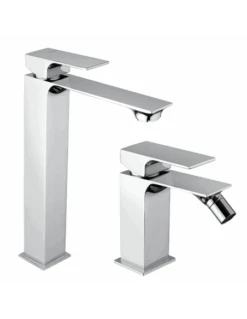 Set Rubinetti Piralla Per Lavabo Alto E Bidet Con Scarico Automatico Serie Artic Cromato