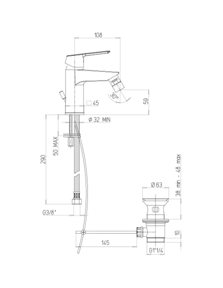 Set Rubinetti Piralla Per Lavabo Alto E Bidet Con Scarico Automatico Serie Iceberg Cromato 7 Set Rubinetti Piralla Per Lavabo Alto E Bidet Con Scarico Automatico Serie Iceberg Cromato - immagine 5