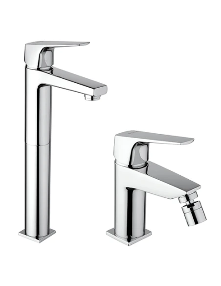 Set Rubinetti Piralla Per Lavabo Alto E Bidet Con Scarico Automatico Serie Iceberg Cromato 3 Set Rubinetti Piralla Per Lavabo Alto E Bidet Con Scarico Automatico Serie Iceberg Cromato