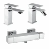 Set Rubinetti Piralla Per Lavabo E Bidet Con Scarico Automatico E Doccia Esterno Serie Artic Cromato -Climaway Home Store set rubinetti piralla per lavabo e bidet con scarico automatico e doccia esterno serie artic cromato