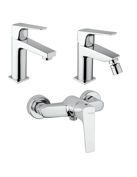 Set Rubinetti Piralla Per Lavabo E Bidet Con Scarico Automatico E Doccia Esterno Serie Iceberg Cromato 3 Set Rubinetti Piralla Per Lavabo E Bidet Con Scarico Automatico E Doccia Esterno Serie Iceberg Cromato