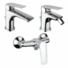 Set Rubinetti Piralla Per Lavabo E Bidet Con Scarico Automatico E Doccia Esterno Serie Lago Cromato