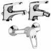 Set Rubinetti Piralla Per Lavabo E Bidet Con Scarico Automatico E Doccia Esterno Serie Naomi Cromato -Climaway Home Store set rubinetti piralla per lavabo e bidet con scarico automatico e doccia esterno serie naomi cromato