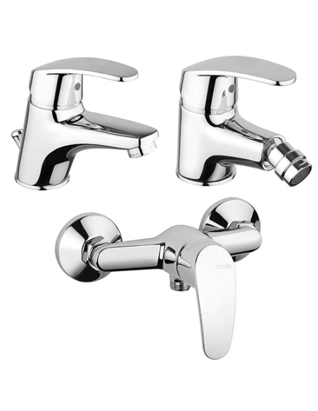 Set Rubinetti Piralla Per Lavabo E Bidet Con Scarico Automatico E Doccia Esterno Serie Ofelia Cromato 3 Set Rubinetti Piralla Per Lavabo E Bidet Con Scarico Automatico E Doccia Esterno Serie Ofelia Cromato