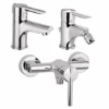 Set Rubinetti Piralla Per Lavabo E Bidet Con Scarico Automatico E Doccia Esterno Serie Serena Cromato -Climaway Home Store set rubinetti piralla per lavabo e bidet con scarico automatico e doccia esterno serie serena cromato
