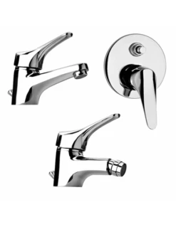 Set Rubinetti Piralla Per Lavabo E Bidet Con Scarico Automatico E Doccia Incasso Con Deviatore Serie Ariel Cromato