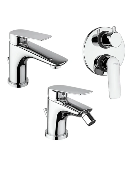 Set Rubinetti Piralla Per Lavabo E Bidet Con Scarico Automatico E Doccia Incasso Con Deviatore Serie Lago Cromato 3 Set Rubinetti Piralla Per Lavabo E Bidet Con Scarico Automatico E Doccia Incasso Con Deviatore Serie Lago Cromato