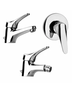 Set Rubinetti Piralla Per Lavabo E Bidet Con Scarico Automatico E Doccia Incasso Serie Ariel Cromato