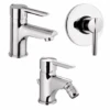 Set Rubinetti Piralla Per Lavabo E Bidet Con Scarico Automatico E Doccia Incasso Serie Serena Cromato