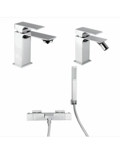 Set Rubinetti Piralla Per Lavabo E Bidet Con Scarico Automatico E Vasca Serie Artic Cromato