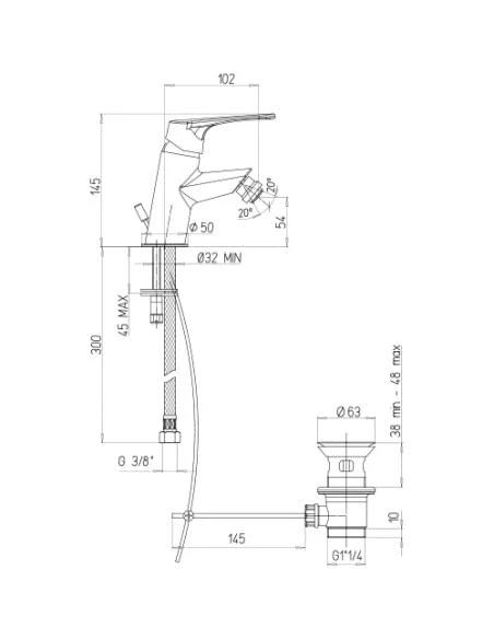 Set Rubinetti Piralla Per Lavabo E Bidet Con Scarico Automatico E Vasca Serie Attila Cromato 8 Set Rubinetti Piralla Per Lavabo E Bidet Con Scarico Automatico E Vasca Serie Attila Cromato - immagine 6