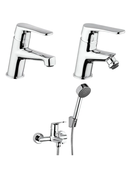 Set Rubinetti Piralla Per Lavabo E Bidet Con Scarico Automatico E Vasca Serie Attila Cromato 3 Set Rubinetti Piralla Per Lavabo E Bidet Con Scarico Automatico E Vasca Serie Attila Cromato