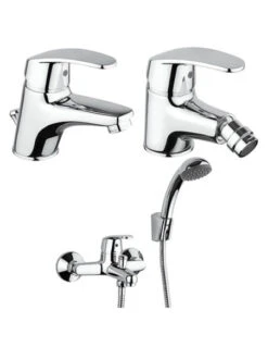 Set Rubinetti Piralla Per Lavabo E Bidet Con Scarico Automatico E Vasca Serie Ofelia Cromato