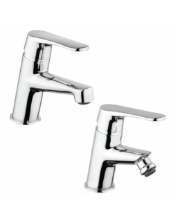 Set Rubinetti Piralla Per Lavabo E Bidet Con Scarico Automatico Serie Attila Cromato