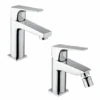 Set Rubinetti Piralla Per Lavabo E Bidet Con Scarico Automatico Serie Iceberg Cromato -Climaway Home Store set rubinetti piralla per lavabo e bidet con scarico automatico serie iceberg cromato