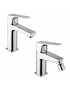 Set Rubinetti Piralla Per Lavabo E Bidet Con Scarico Automatico Serie Iceberg Cromato