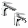 Set Rubinetti Piralla Per Lavabo E Bidet Con Scarico Automatico Serie Lago Cromato