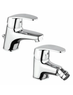 Set Rubinetti Piralla Per Lavabo E Bidet Con Scarico Automatico Serie Ofelia Cromato